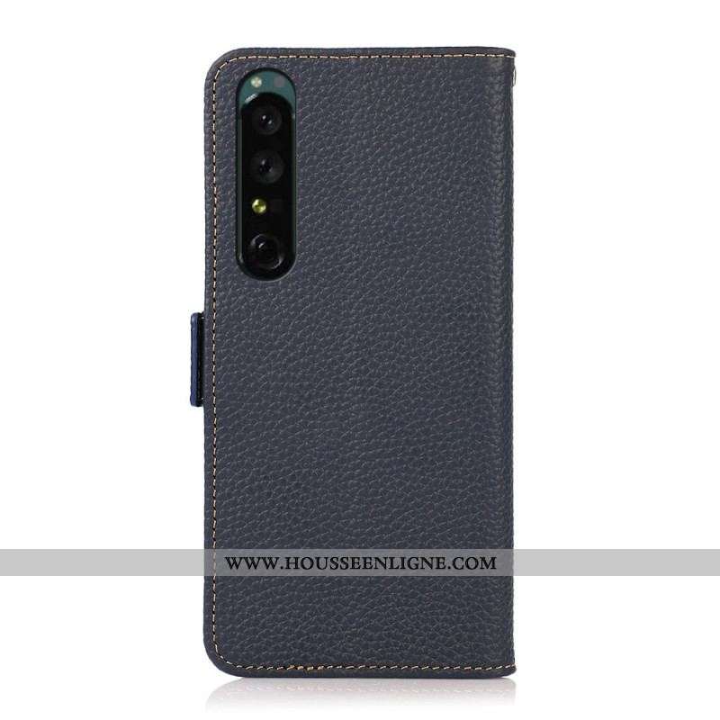 Housse Sony Xperia 1 IV Cuir Litchi KHAZNEH RFID