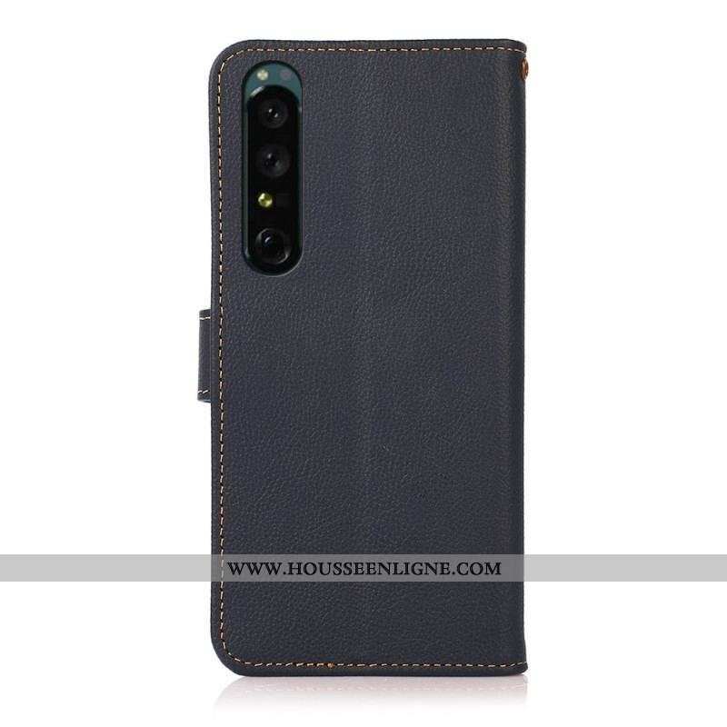 Housse Sony Xperia 1 IV Cuir Véritable KHAZNEH RFID