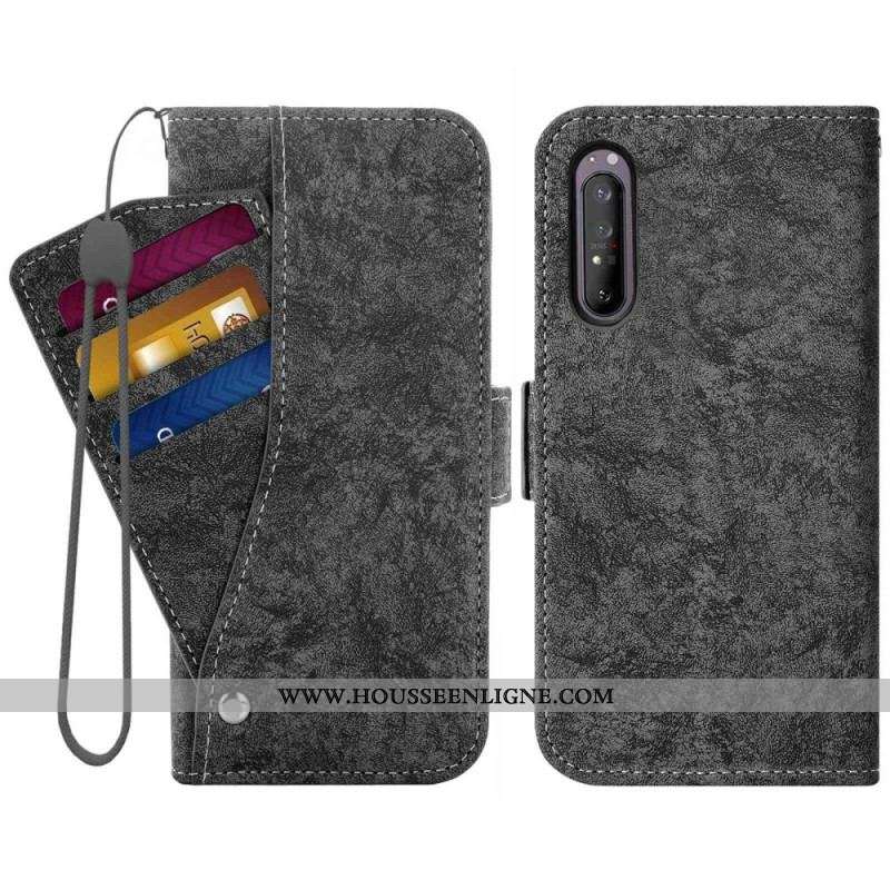 Housse Sony Xperia 1 IV Effet Cuir avec Porte-Cartes Rotatif