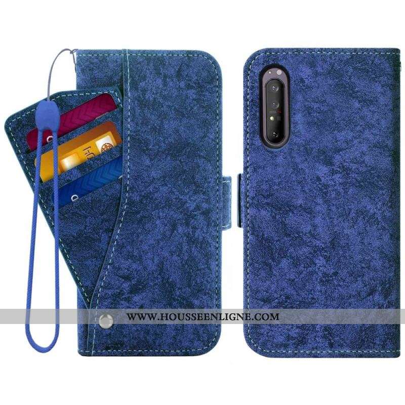 Housse Sony Xperia 1 IV Effet Cuir avec Porte-Cartes Rotatif
