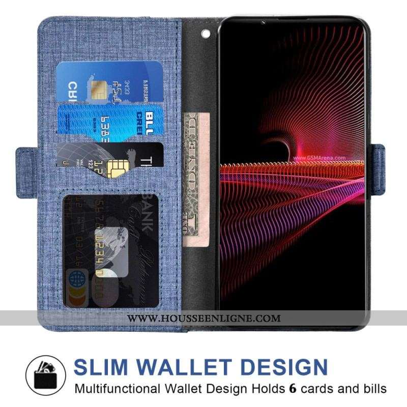 Housse Sony Xperia 1 IV Jeans avec Porte-Cartes Rotatif