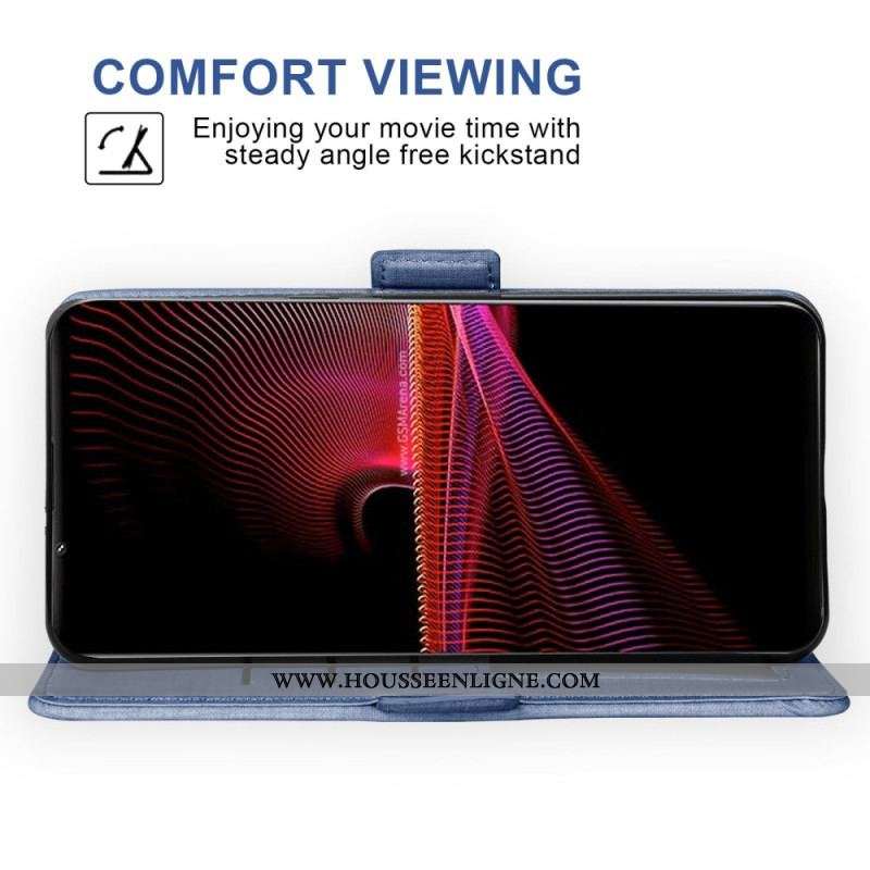 Housse Sony Xperia 1 IV Jeans avec Porte-Cartes Rotatif