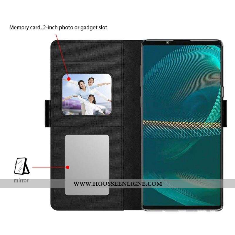 Housse Sony Xperia 1 IV Miroir et Porte-Cartes Amovible