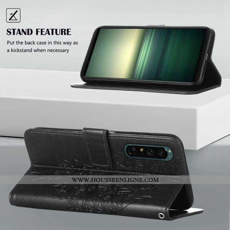 Housse Sony Xperia 1 IV Papillon avec Lanière
