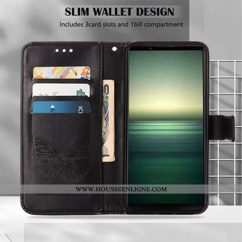 Housse Sony Xperia 1 IV Papillon avec Lanière