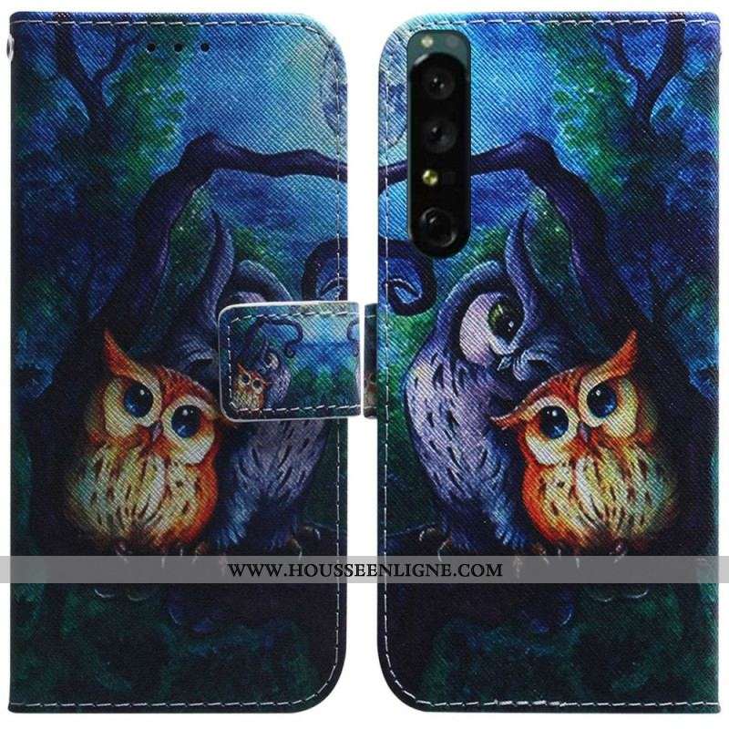 Housse Sony Xperia 1 IV Peinture Hiboux