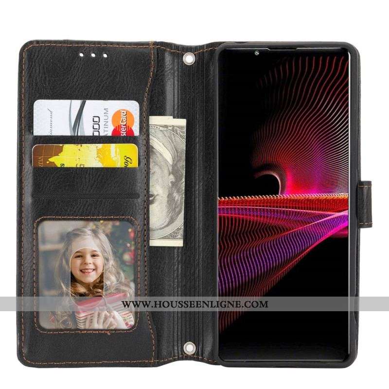 Housse Sony Xperia 1 IV Portefeuille avec Lanière et Bandoulière