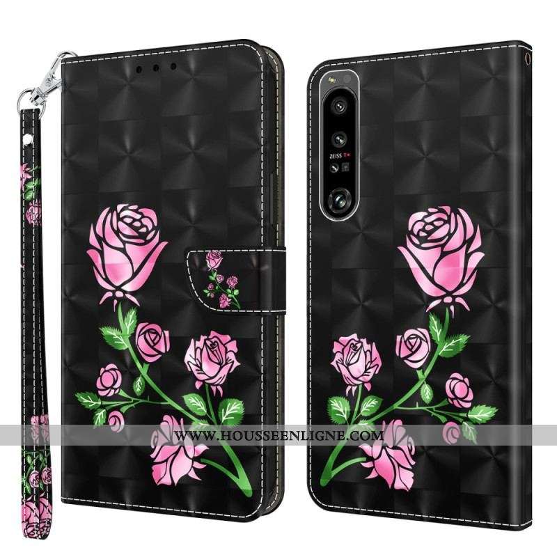 Housse Sony Xperia 1 IV Roses avec Lanière