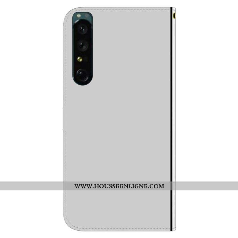 Housse Sony Xperia 1 IV Simili Cuir Miroir à Lanière
