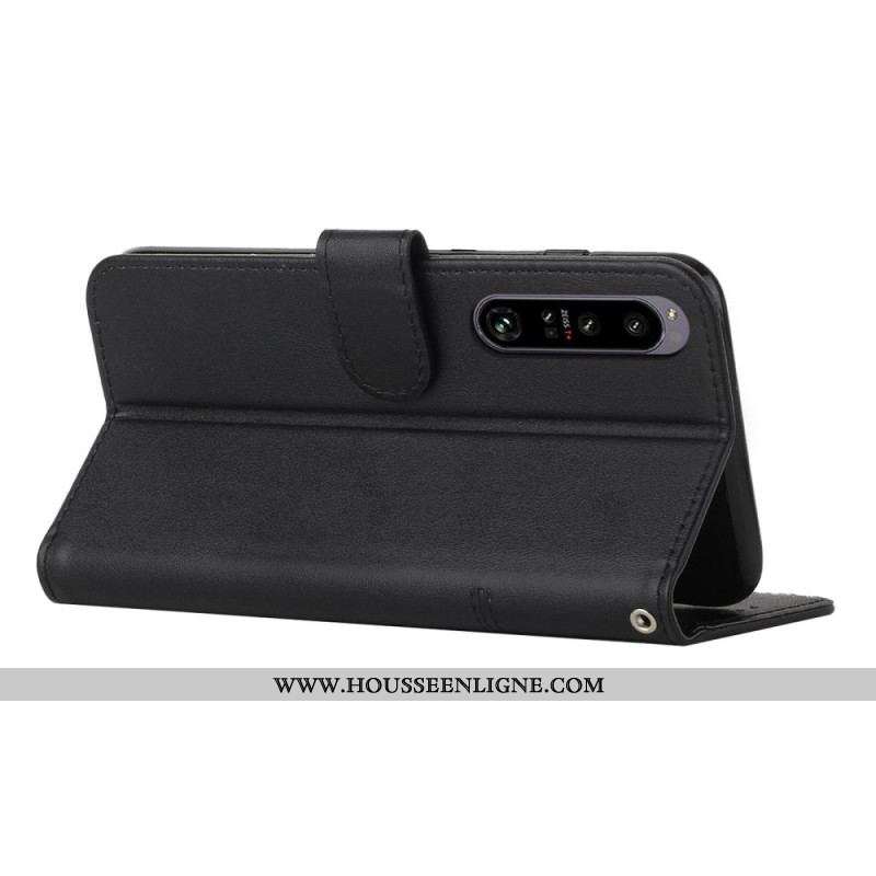 Housse Sony Xperia 1 IV Style Cuir Géométrique avec Lanière