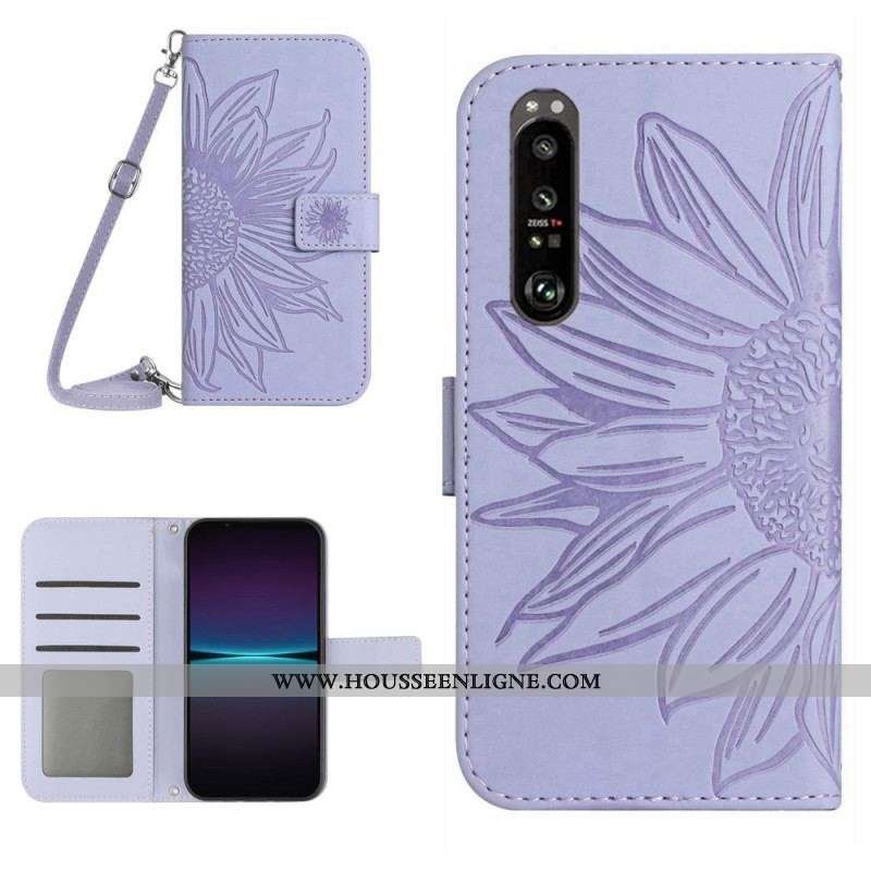 Housse Sony Xperia 1 IV Tournesol et Bandoulière
