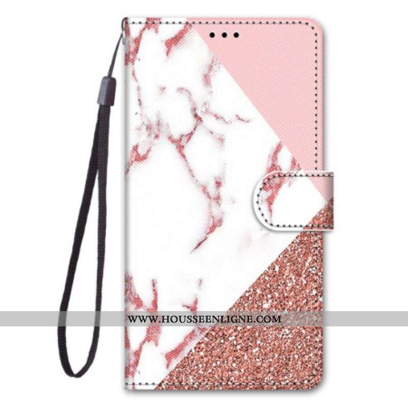 Housse Sony Xperia 1 IV Triangle en Marbre et Paillettes