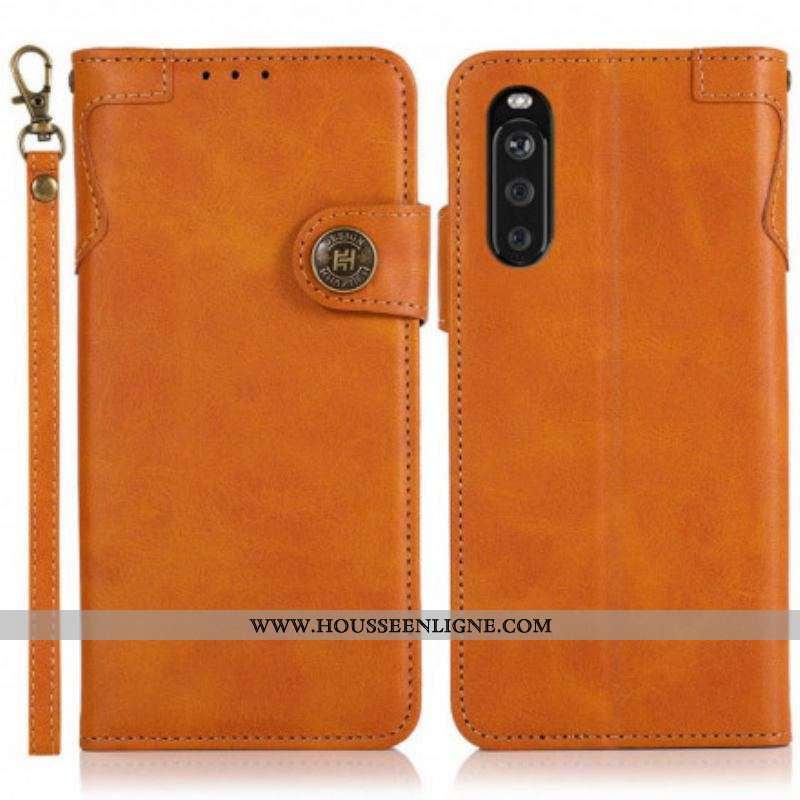 Housse Sony Xperia 10 III Bouton Magnétique KHAZNEH