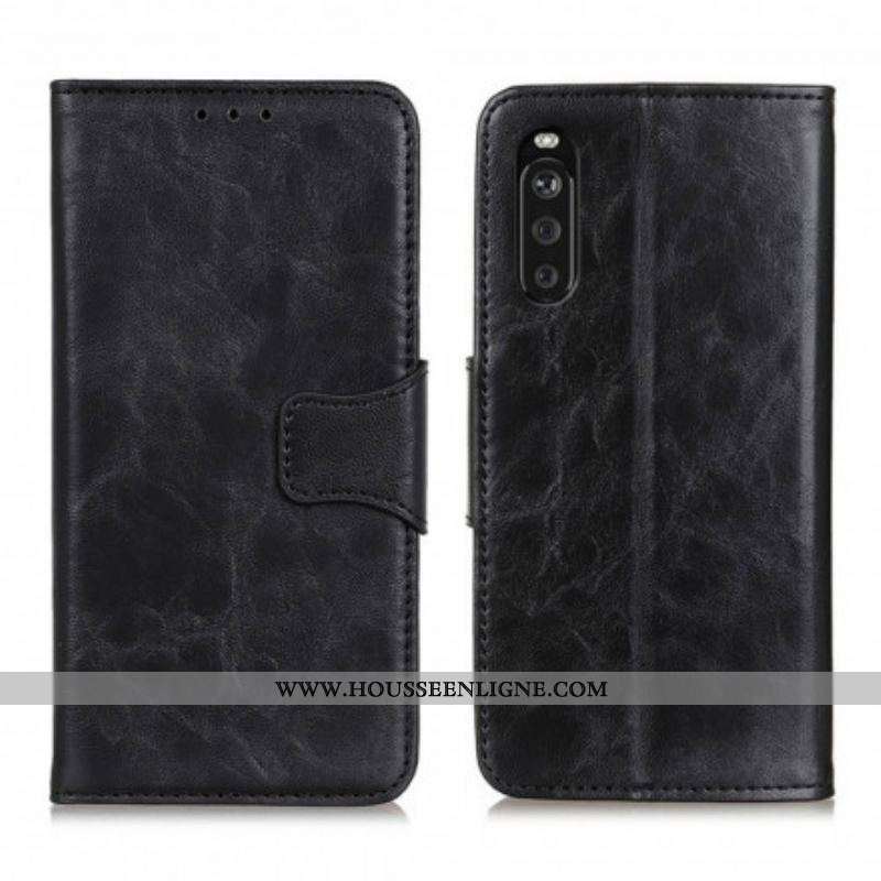 Housse Sony Xperia 10 III Cuir Fendu Fermoir Réversible