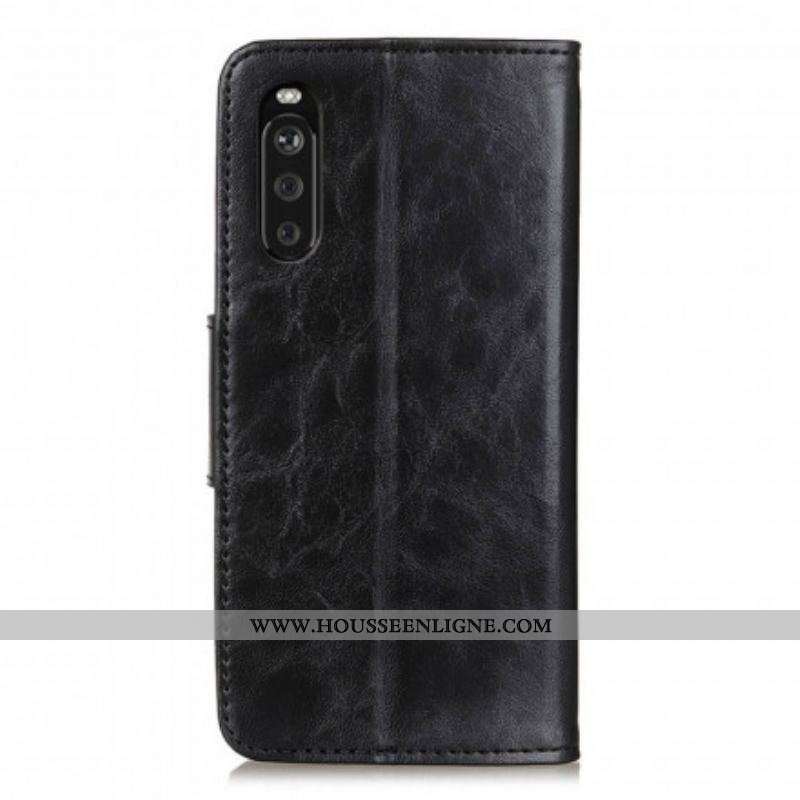 Housse Sony Xperia 10 III Cuir Fendu Fermoir Réversible