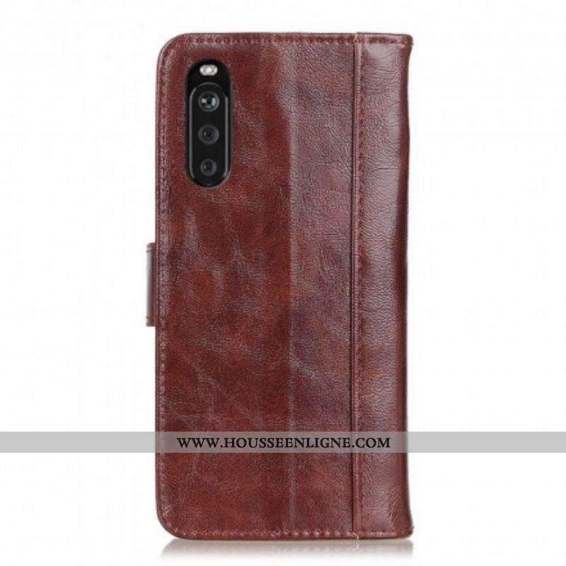 Housse Sony Xperia 10 III Cuir Fendu Verni