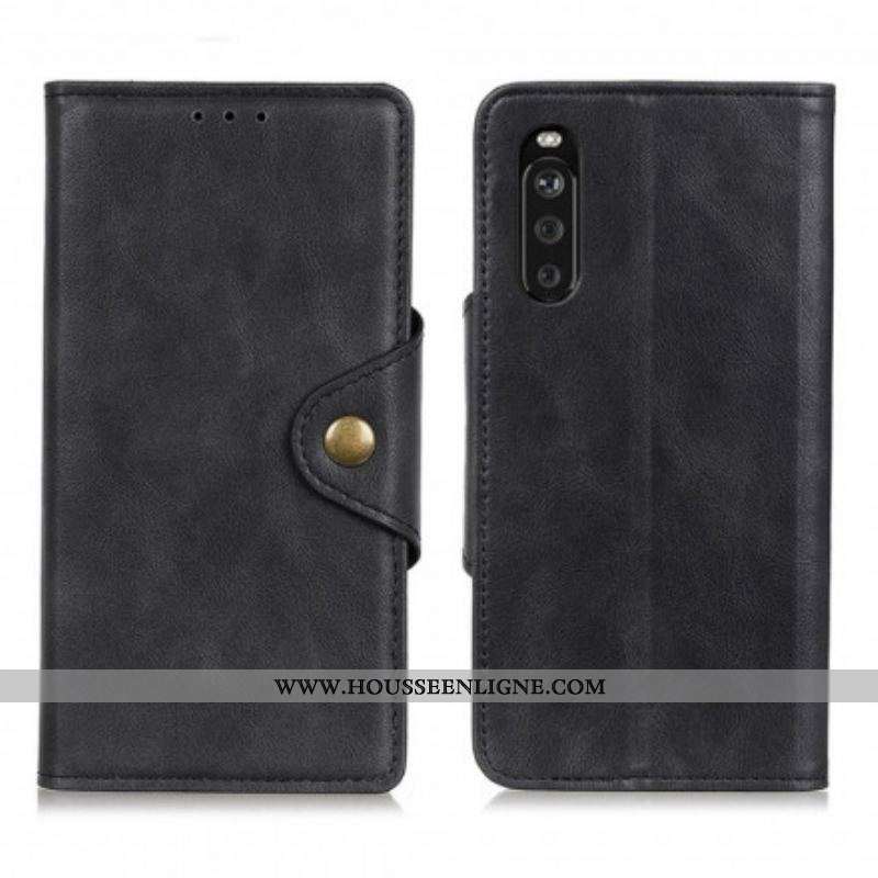 Housse Sony Xperia 10 III Simili Cuir Vintage Bouton