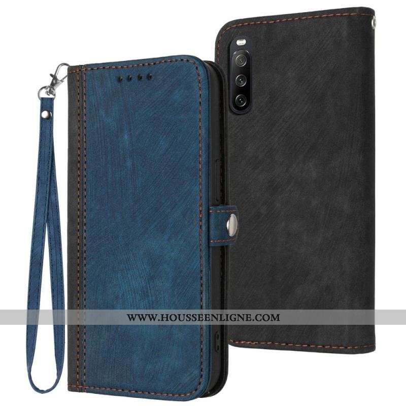 Housse Sony Xperia 10 IV Bicolore avec Lanière