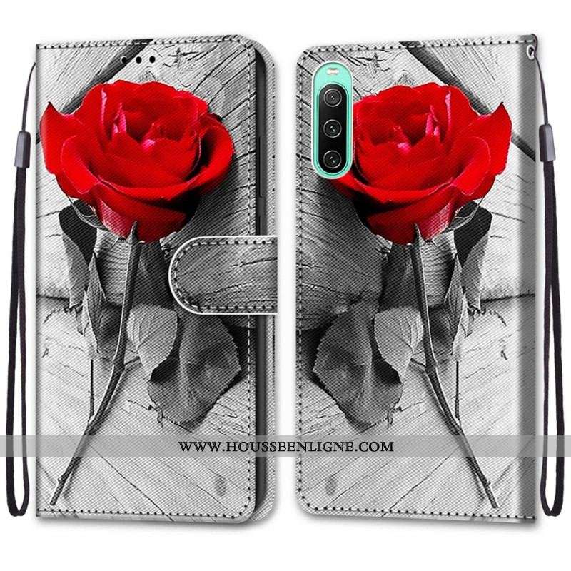 Housse Sony Xperia 10 IV Florale avec Lanière