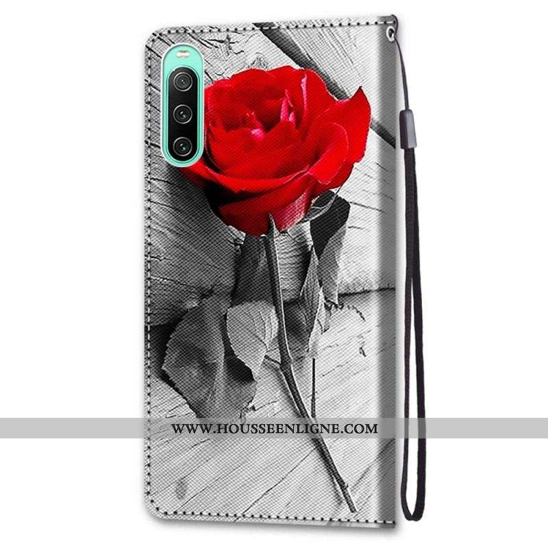 Housse Sony Xperia 10 IV Florale avec Lanière