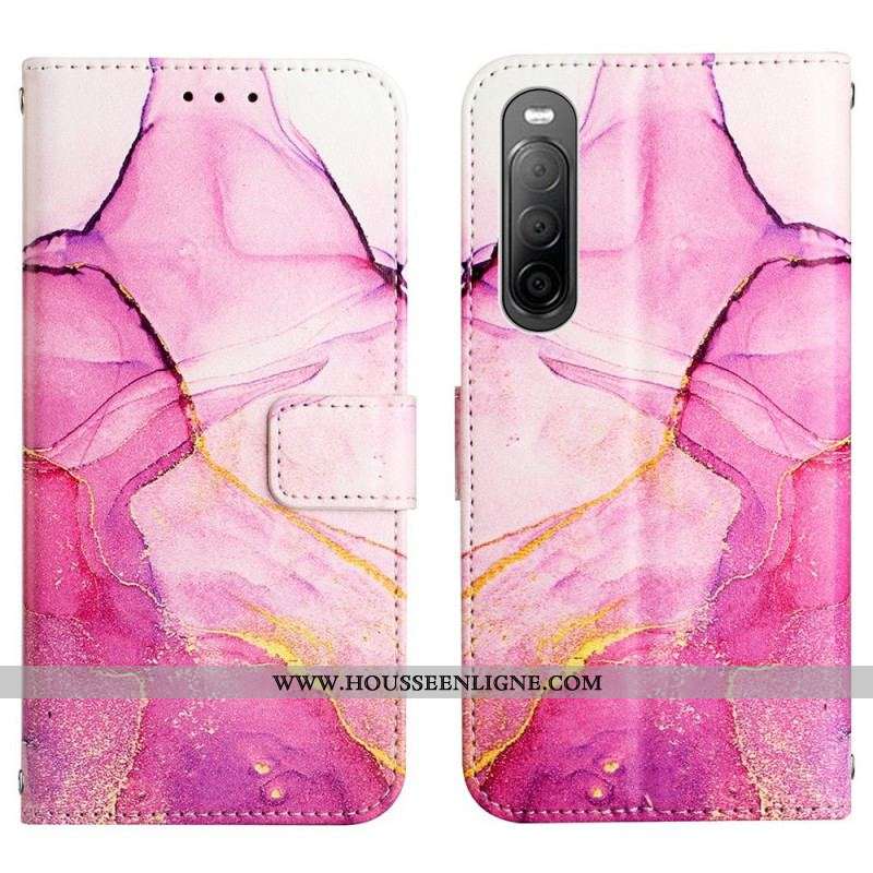 Housse Sony Xperia 10 IV Marbre avec Lanière