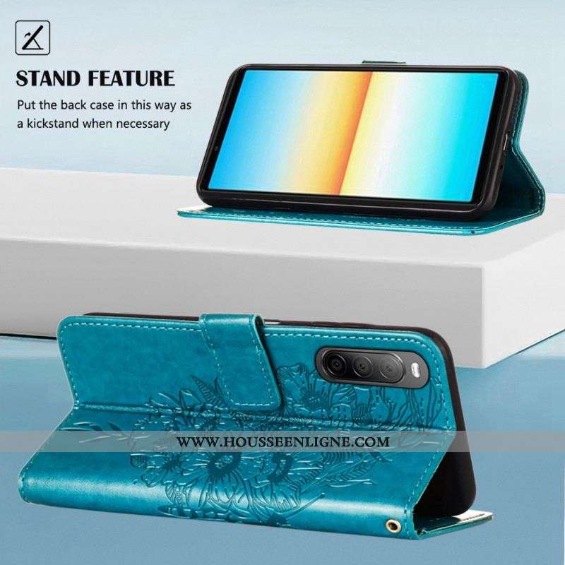 Housse Sony Xperia 10 IV Papillon avec Lanière
