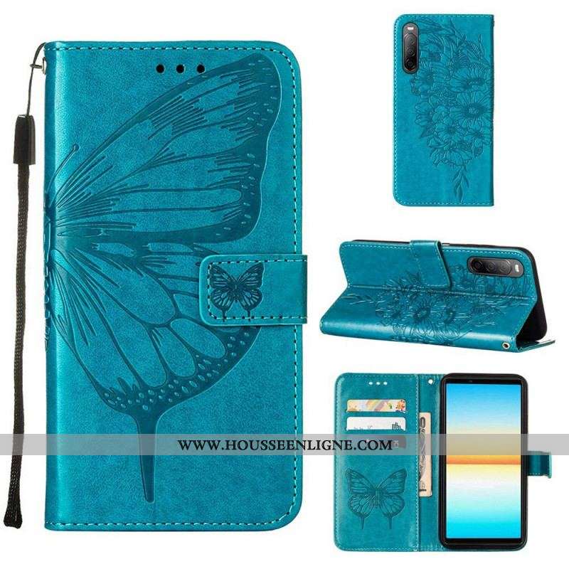 Housse Sony Xperia 10 IV Papillon avec Lanière