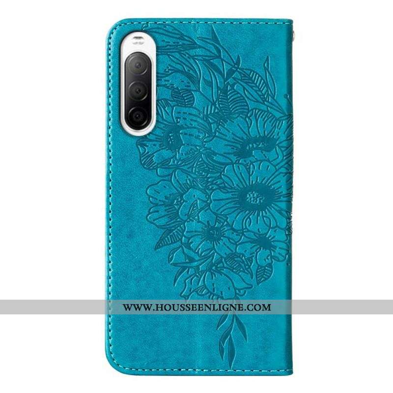 Housse Sony Xperia 10 IV Papillon avec Lanière