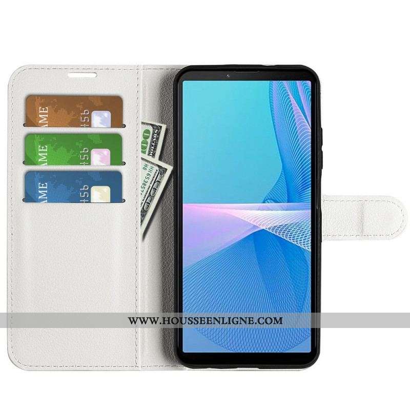 Housse Sony Xperia 10 IV Simili Cuir Litchi Classique