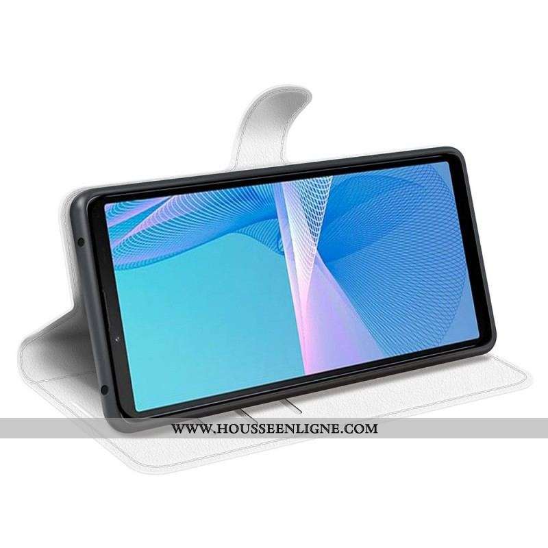 Housse Sony Xperia 10 IV Simili Cuir Litchi Classique