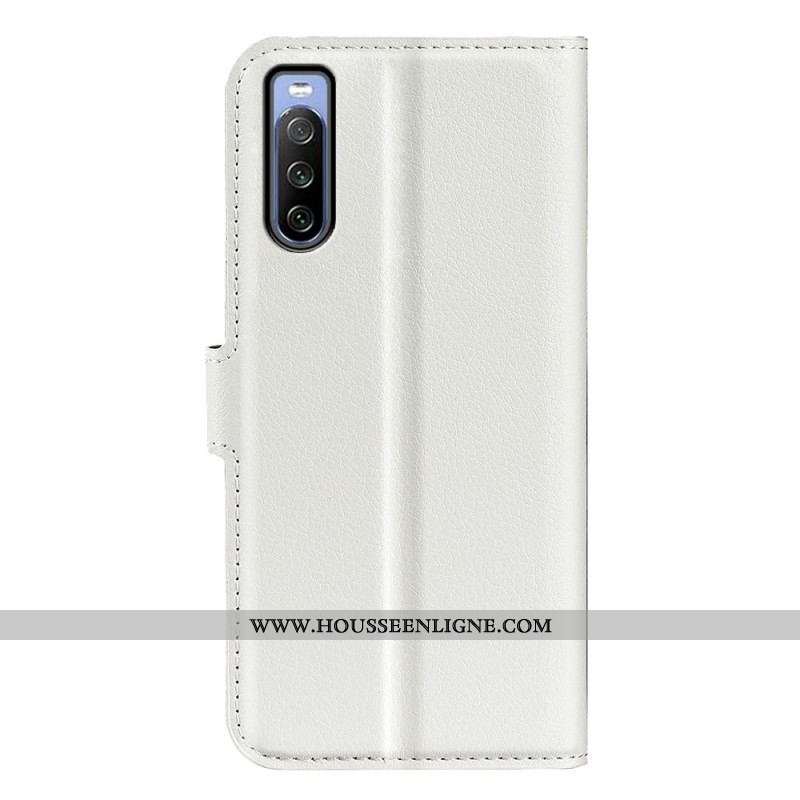 Housse Sony Xperia 10 IV Simili Cuir Litchi Classique