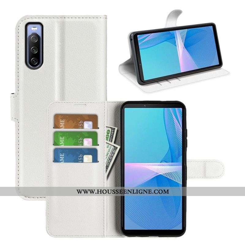 Housse Sony Xperia 10 IV Simili Cuir Litchi Classique