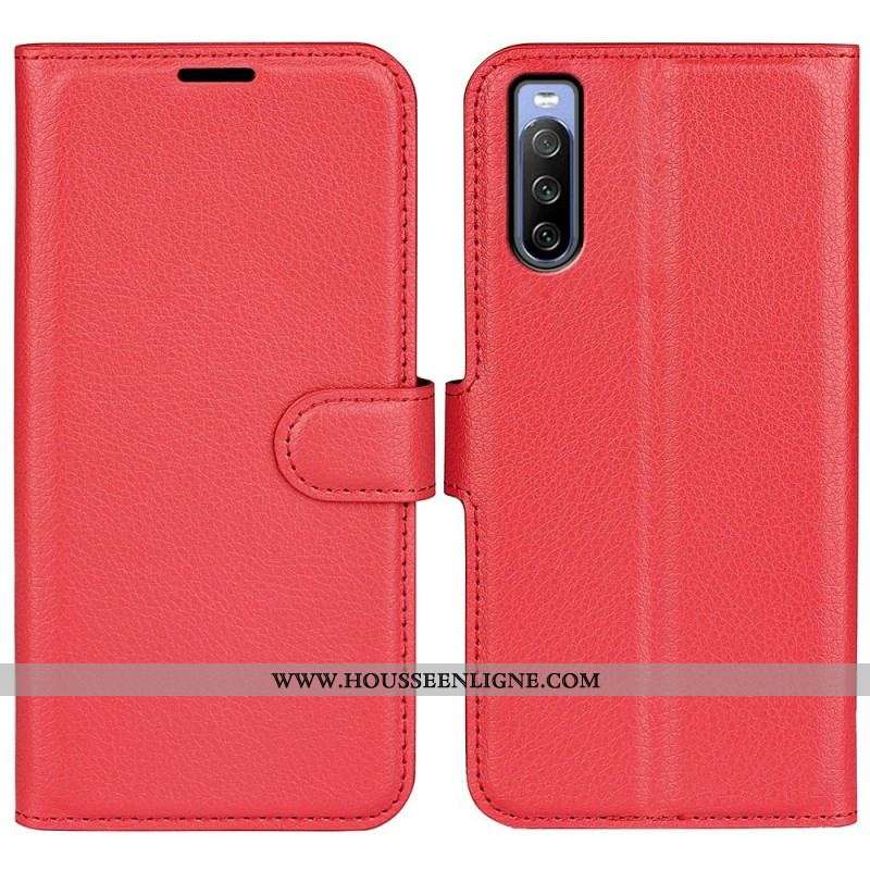 Housse Sony Xperia 10 IV Simili Cuir Litchi Classique