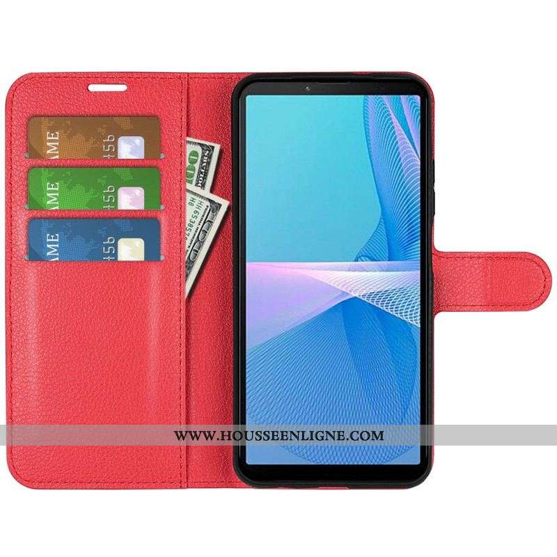 Housse Sony Xperia 10 IV Simili Cuir Litchi Classique