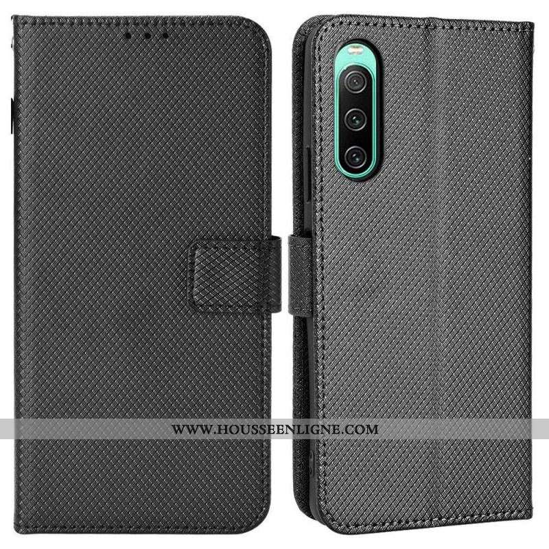 Housse Sony Xperia 10 IV Simili Cuir Stylé à Lanière