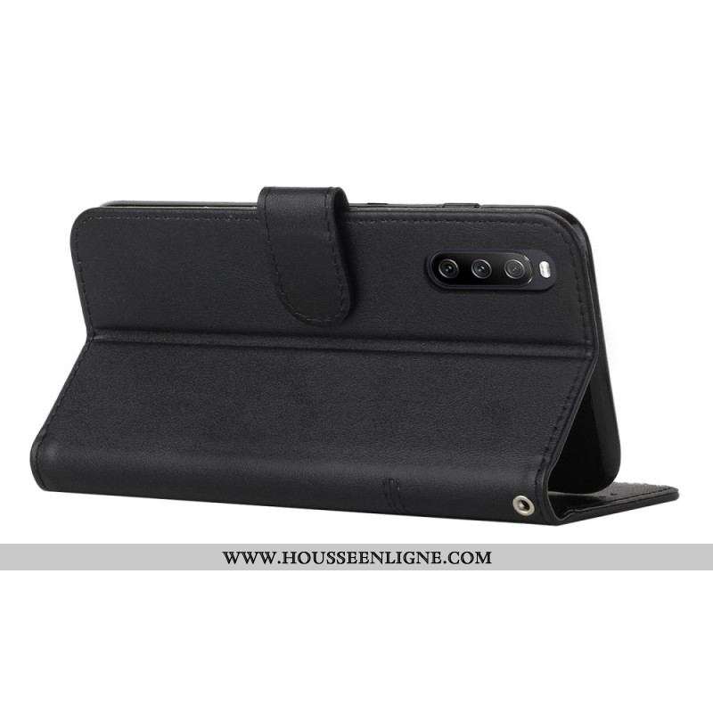 Housse Sony Xperia 10 IV Style Cuir Géométrique avec Lanière