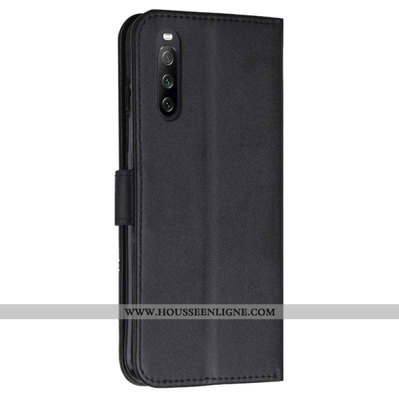 Housse Sony Xperia 10 IV Style Cuir Géométrique avec Lanière