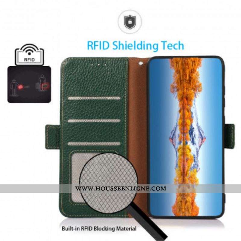 Housse Sony Xperia 5 III Cuir Litchi KHAZNEH RFID