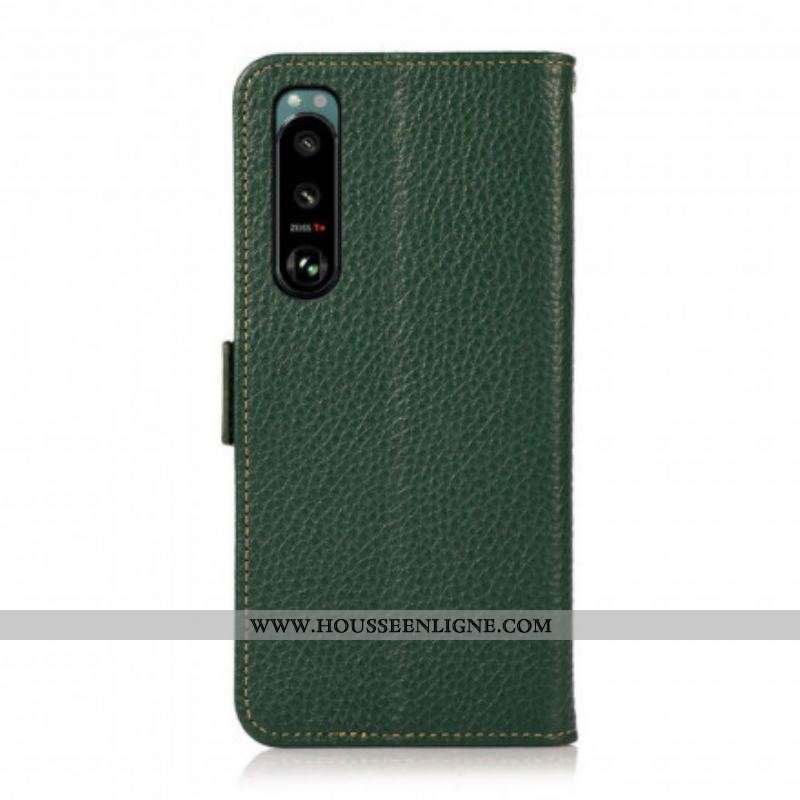 Housse Sony Xperia 5 III Cuir Litchi KHAZNEH RFID