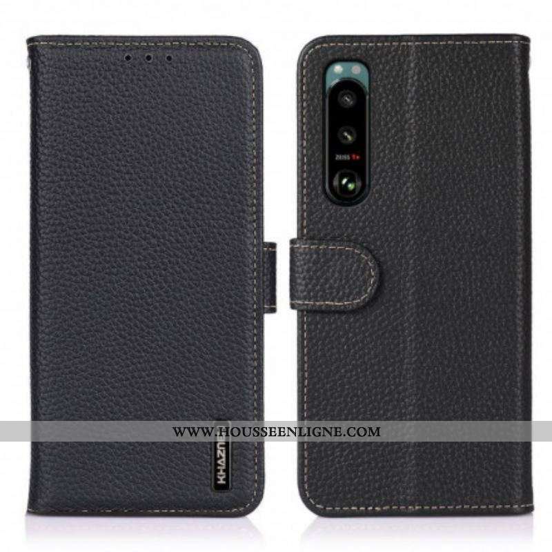 Housse Sony Xperia 5 III Cuir Litchi KHAZNEH