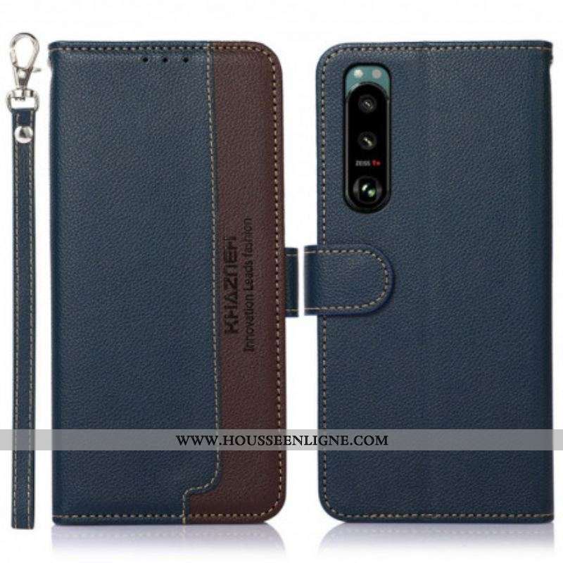 Housse Sony Xperia 5 III Style Litchi RFID KHAZNEH
