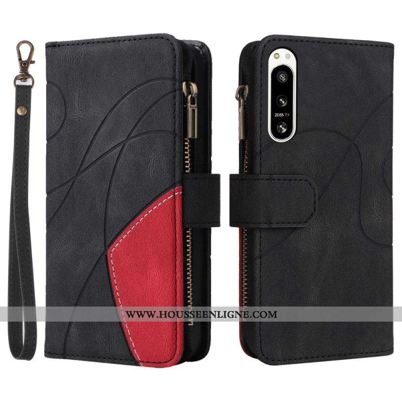 Housse Sony Xperia 5 IV Bicolore avec Porte-Monnaie