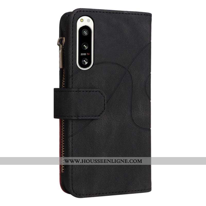 Housse Sony Xperia 5 IV Bicolore avec Porte-Monnaie