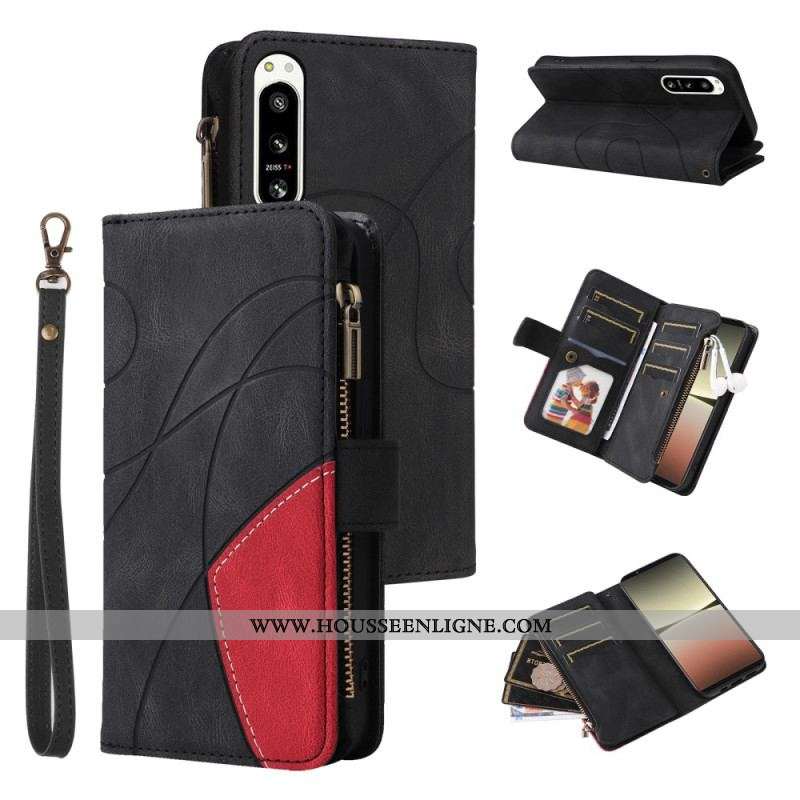 Housse Sony Xperia 5 IV Bicolore avec Porte-Monnaie
