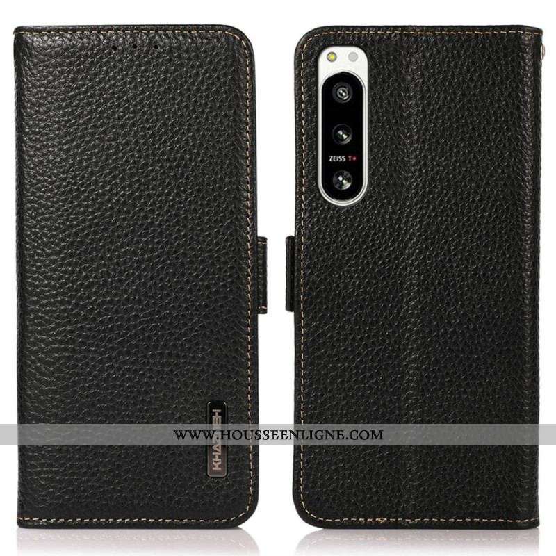 Housse Sony Xperia 5 IV Cuir Litchi KHAZNEH RFID