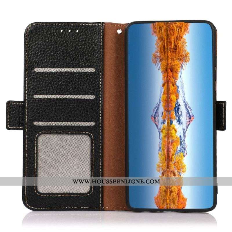 Housse Sony Xperia 5 IV Cuir Litchi KHAZNEH RFID