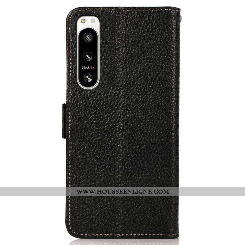 Housse Sony Xperia 5 IV Cuir Litchi KHAZNEH RFID