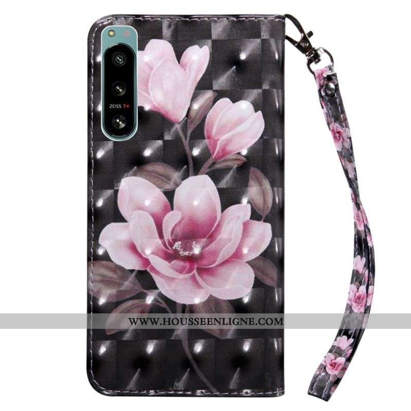 Housse Sony Xperia 5 IV Fleurs à Lanière