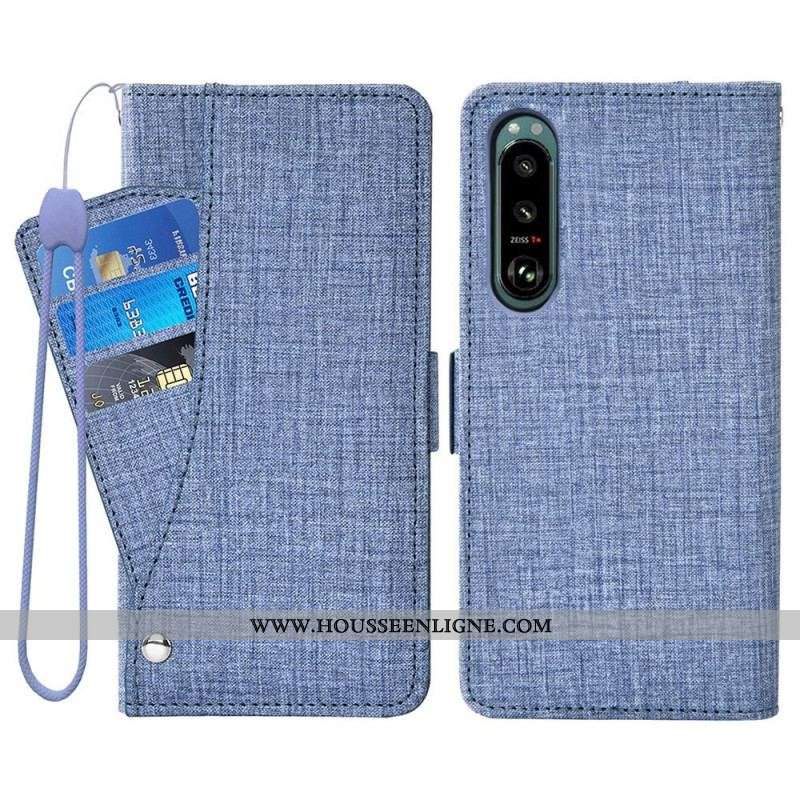 Housse Sony Xperia 5 IV Jeans avec Porte-Cartes Rotatif