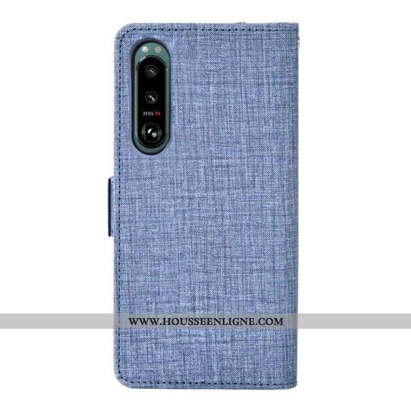 Housse Sony Xperia 5 IV Jeans avec Porte-Cartes Rotatif